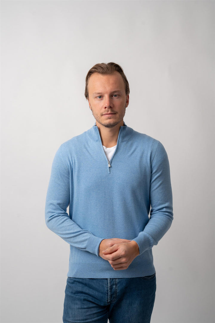 Half Zip - Cashmere - Light Blue