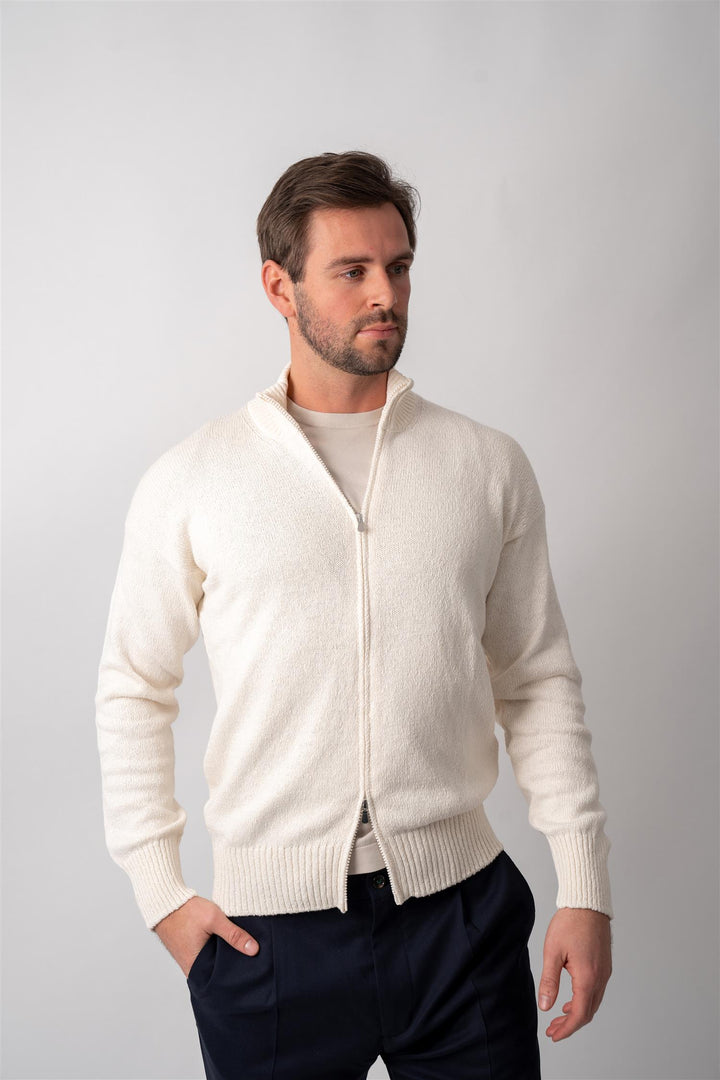 Full Zip Cotton  - White