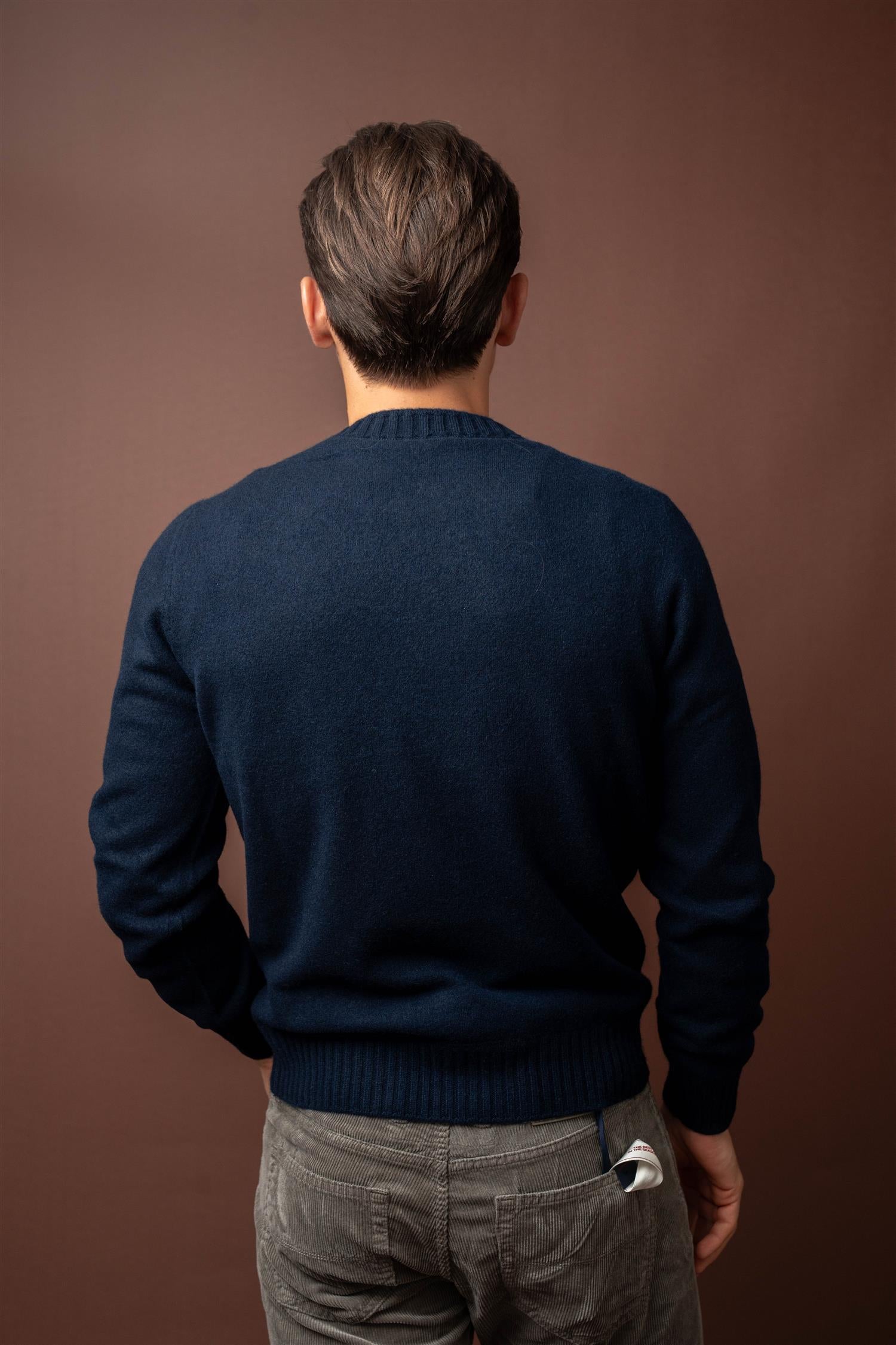 Crewneck Felted Cashmere - Navy
