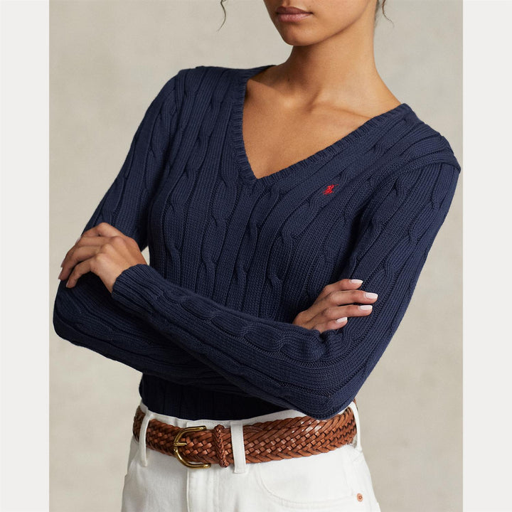 Cable-Knit cotton v-neck sweater