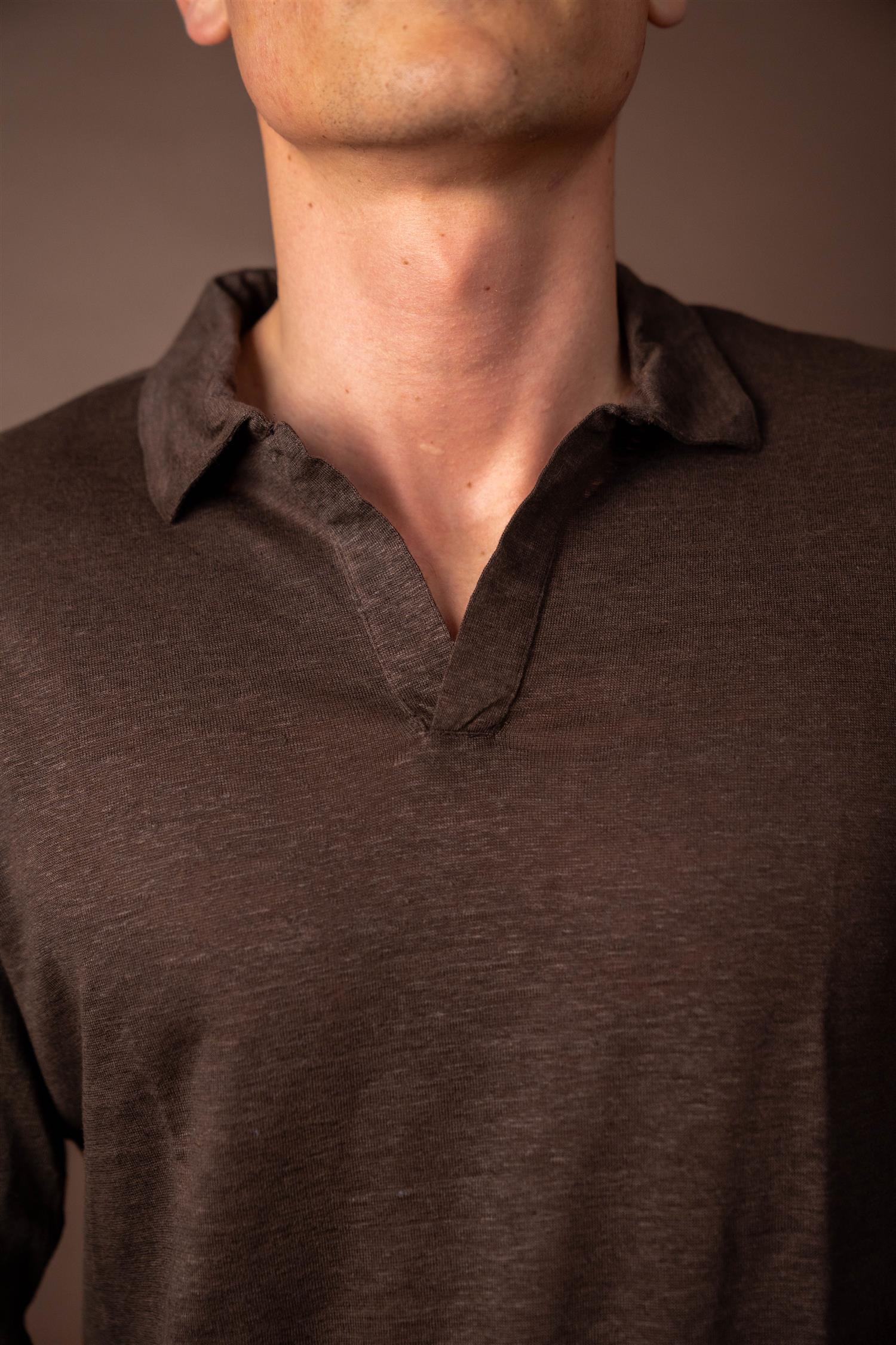 Polo Long Sleeve Linen - Brown