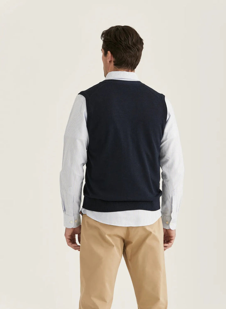 Merino Slipover Vest - Navy