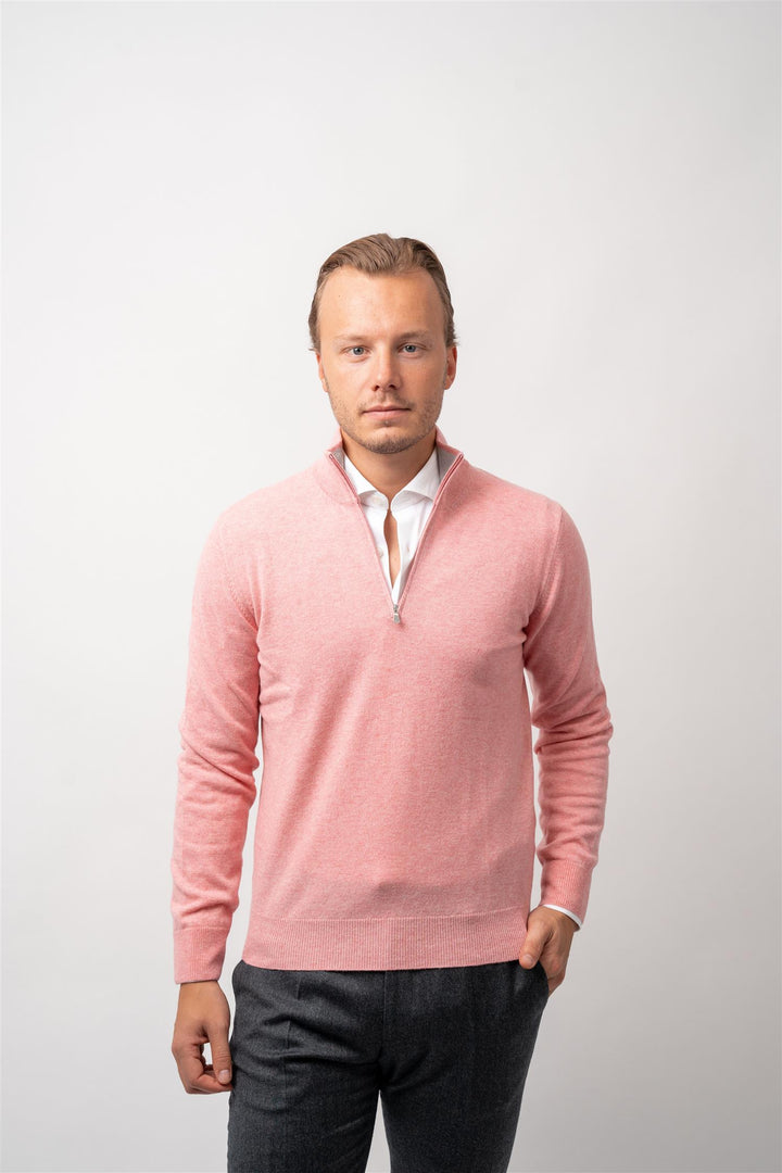 Half Zip Wool-Cashmere - Pink