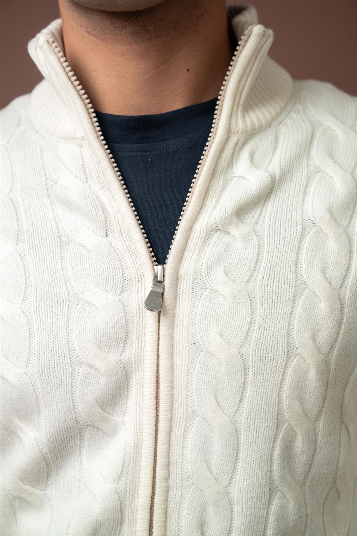 Cable Knitted  Lana Cashmere - White