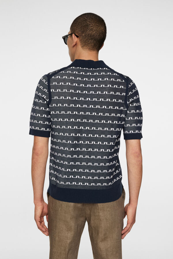 Rolando Logo Jacquard Polo - Navy