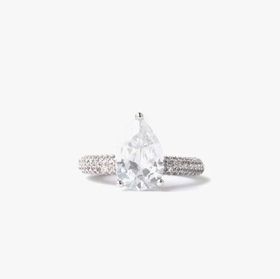 Mega Drop Ring White Silver