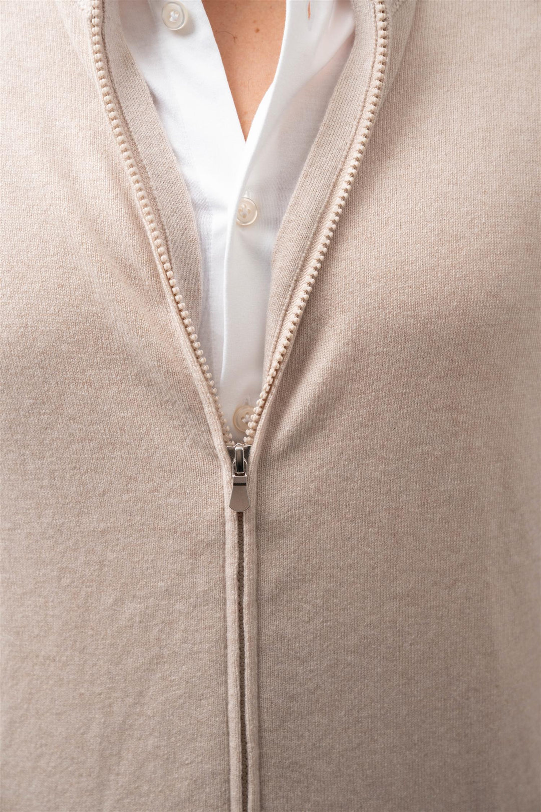 Full Zip - Felted Cashmere - Beige