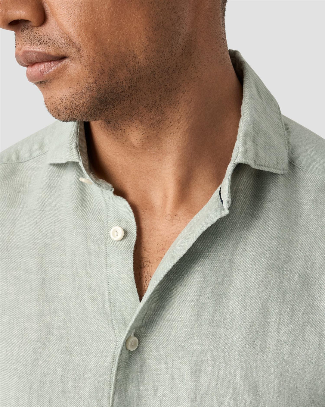 Solid Twill Linen Shirt - Green