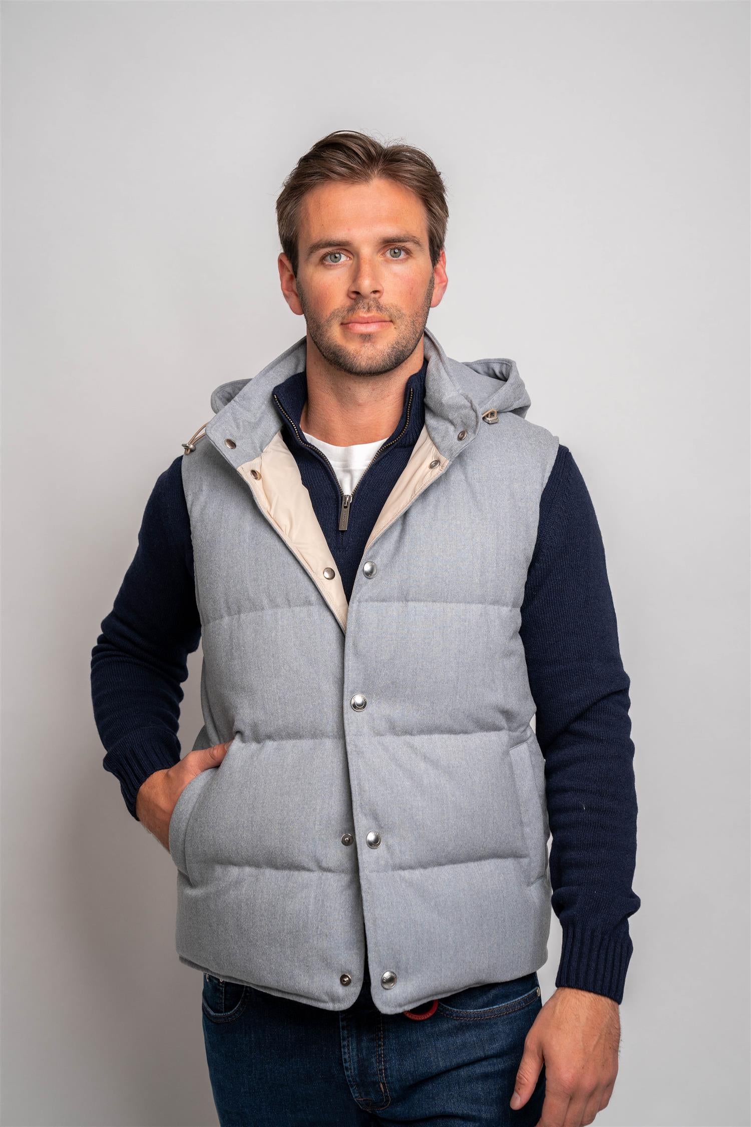 Gilet With Hood - Light Blue