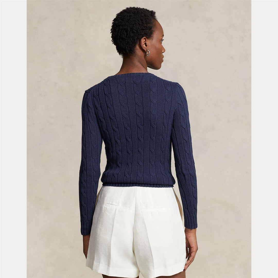 Cable-knit cotton crewneck sweater