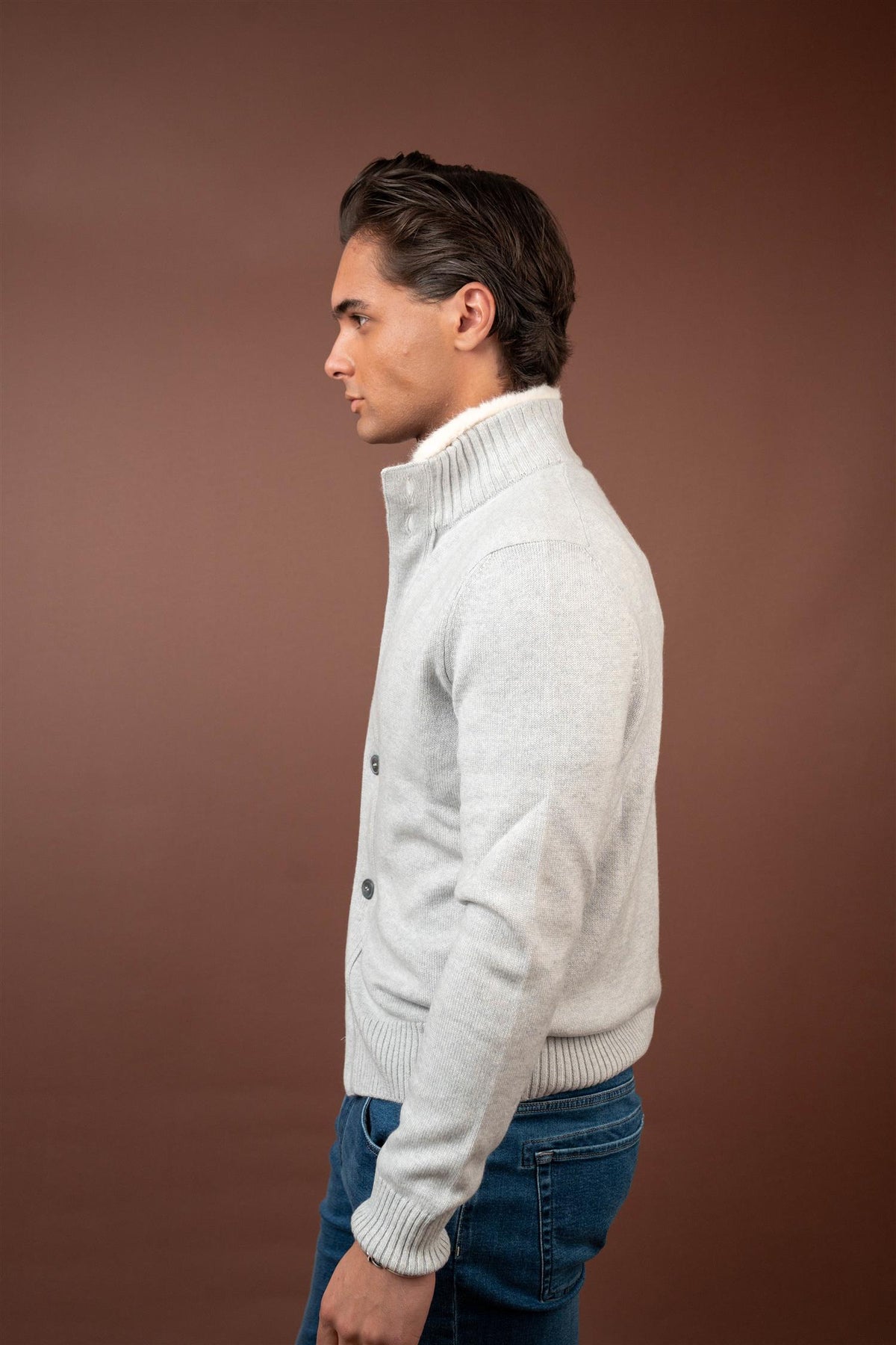 Cashmere Fur Cardigan - Grey