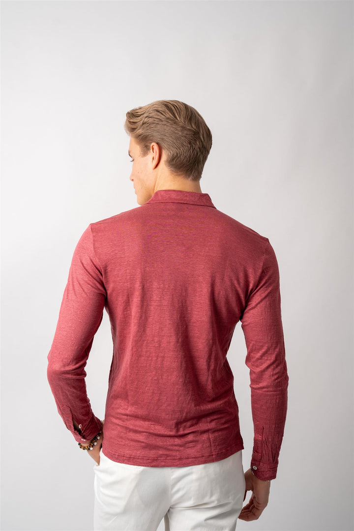 Polo Long Sleeve Linen - Plum