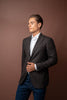 Check Silk Blend Blazer - Mørkebrun