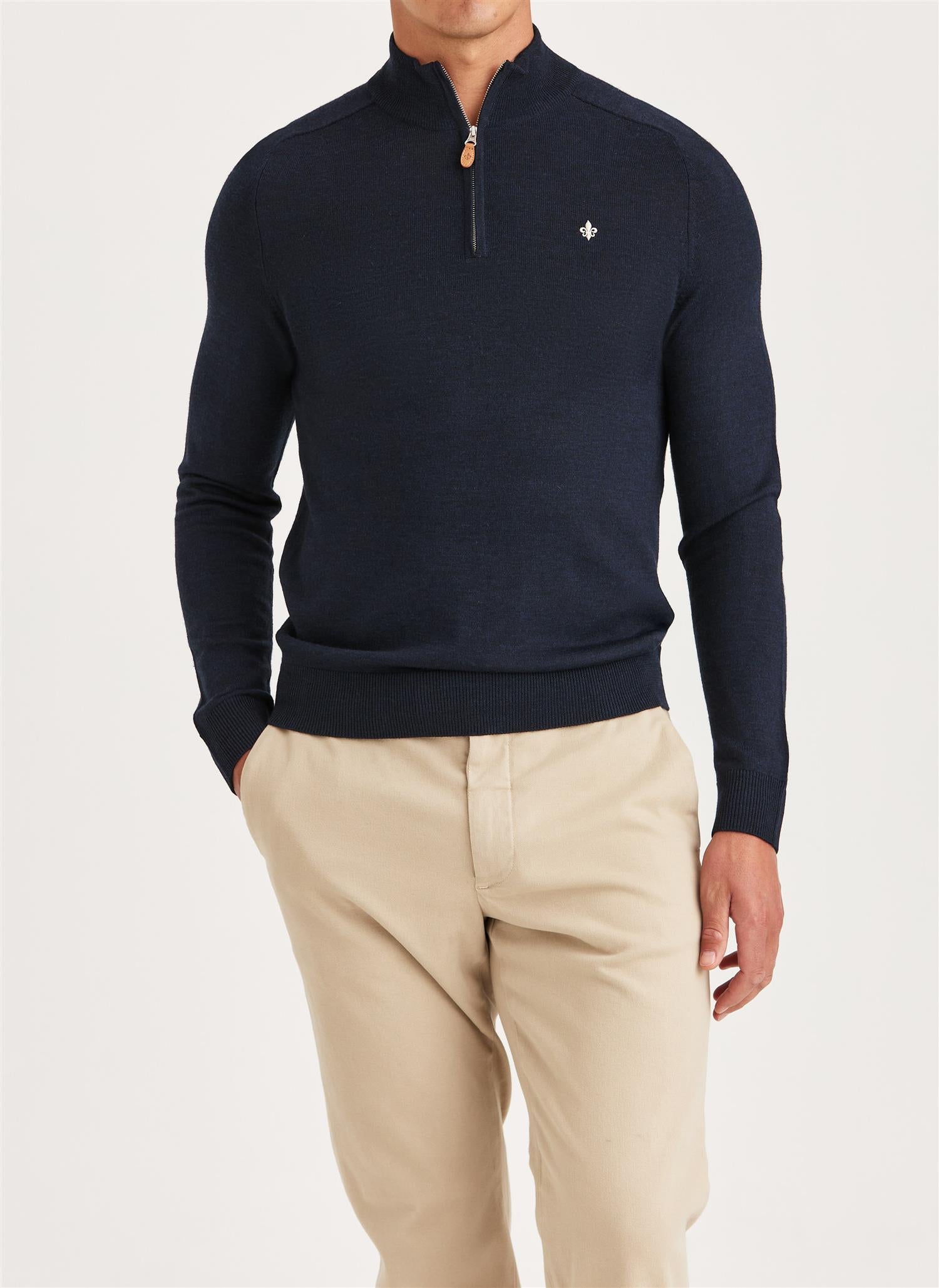 Merino John Zip - Navy