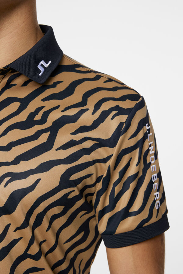 Tour Tech Print Polo - Tiger Brown