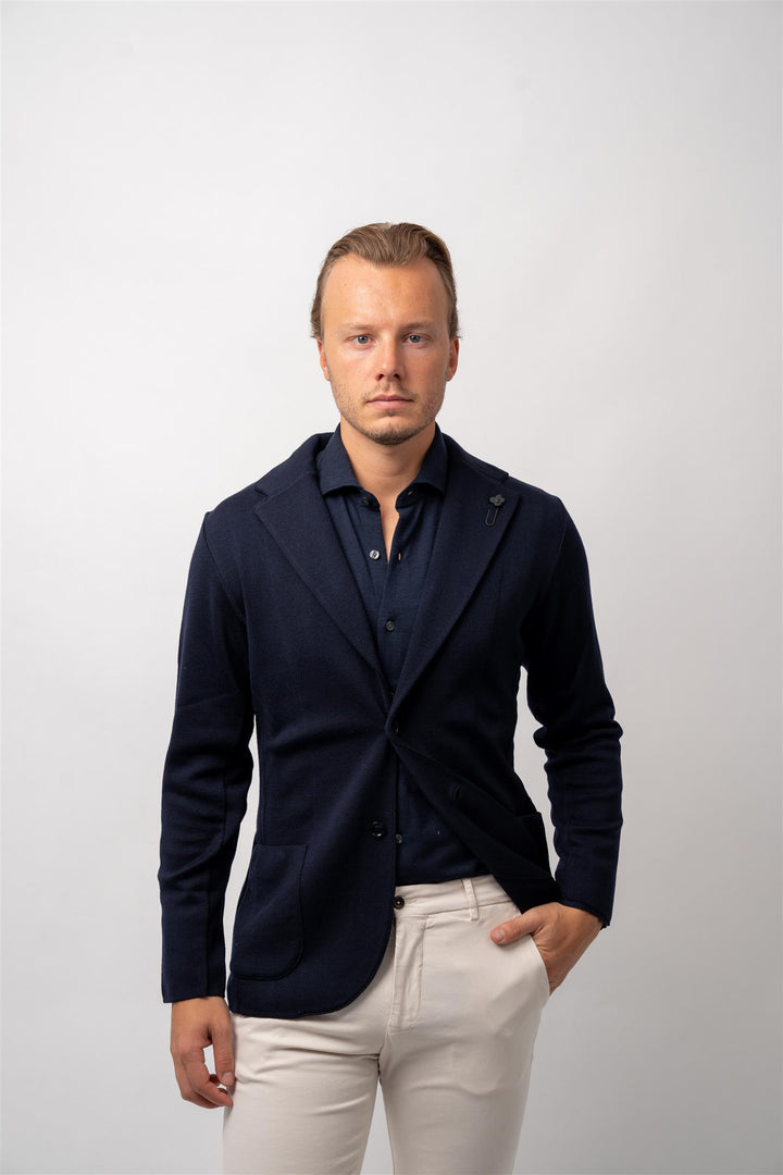 Lardini knit blazer navy