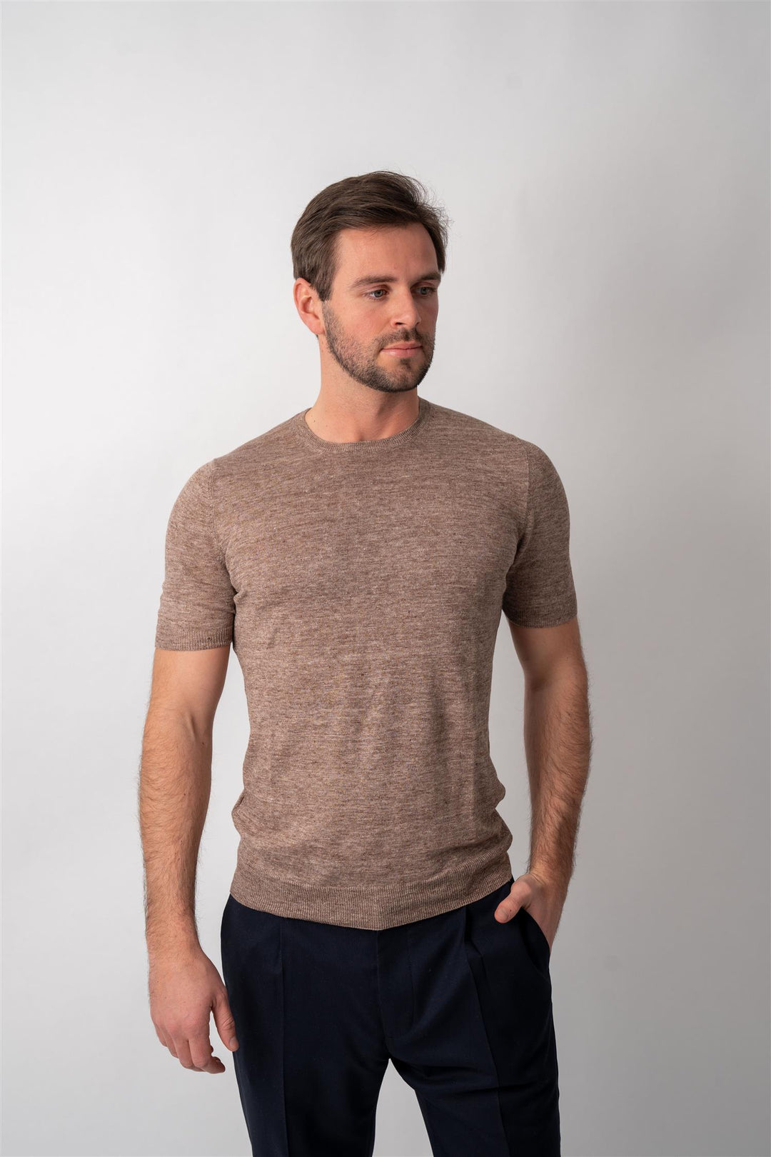 Knitted Linen T-shirt - Taupe