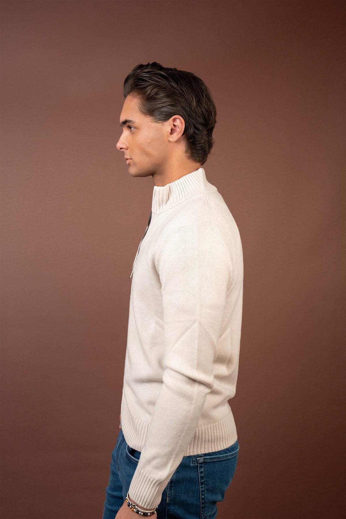 Full Zip Cardigan Wool - Cashmere - Beige
