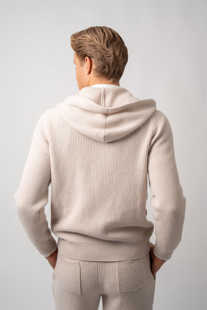 Hoodie - 100% Cashmere - Beige