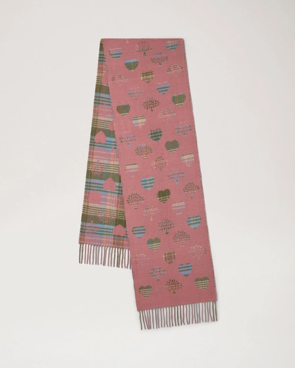 Heritage Check & Heart Scarf Moss-Pink Scrumpy