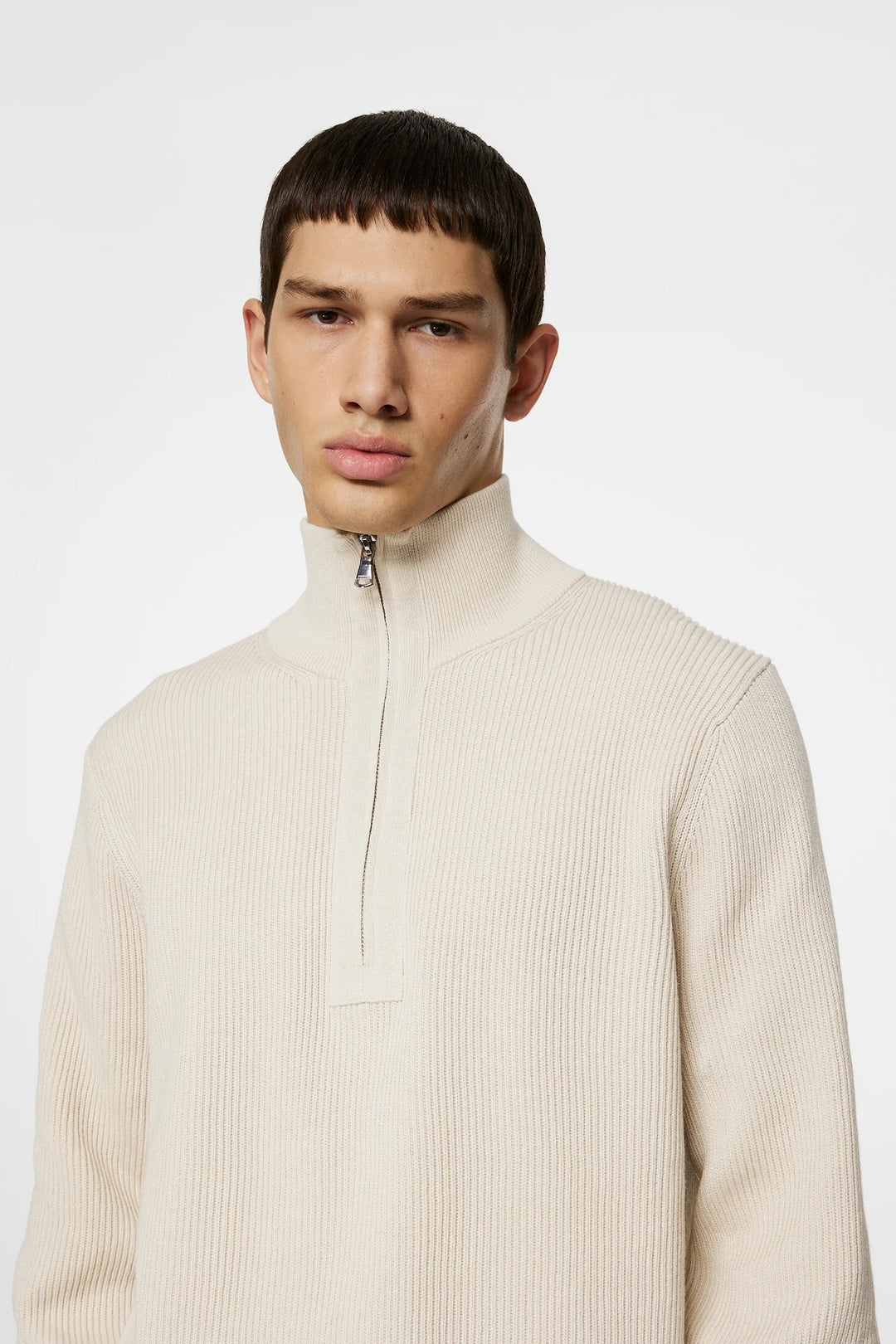 Alex Half Zip Knitted - Beige