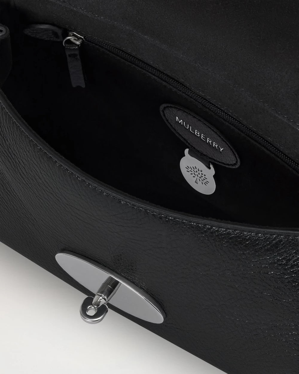 Lily High Shine Leather Black Silver