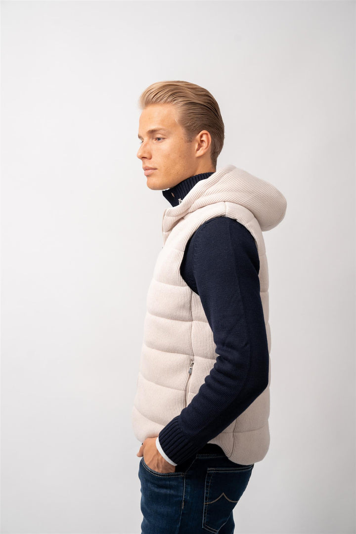 Ribbed Vest Wool - Beige