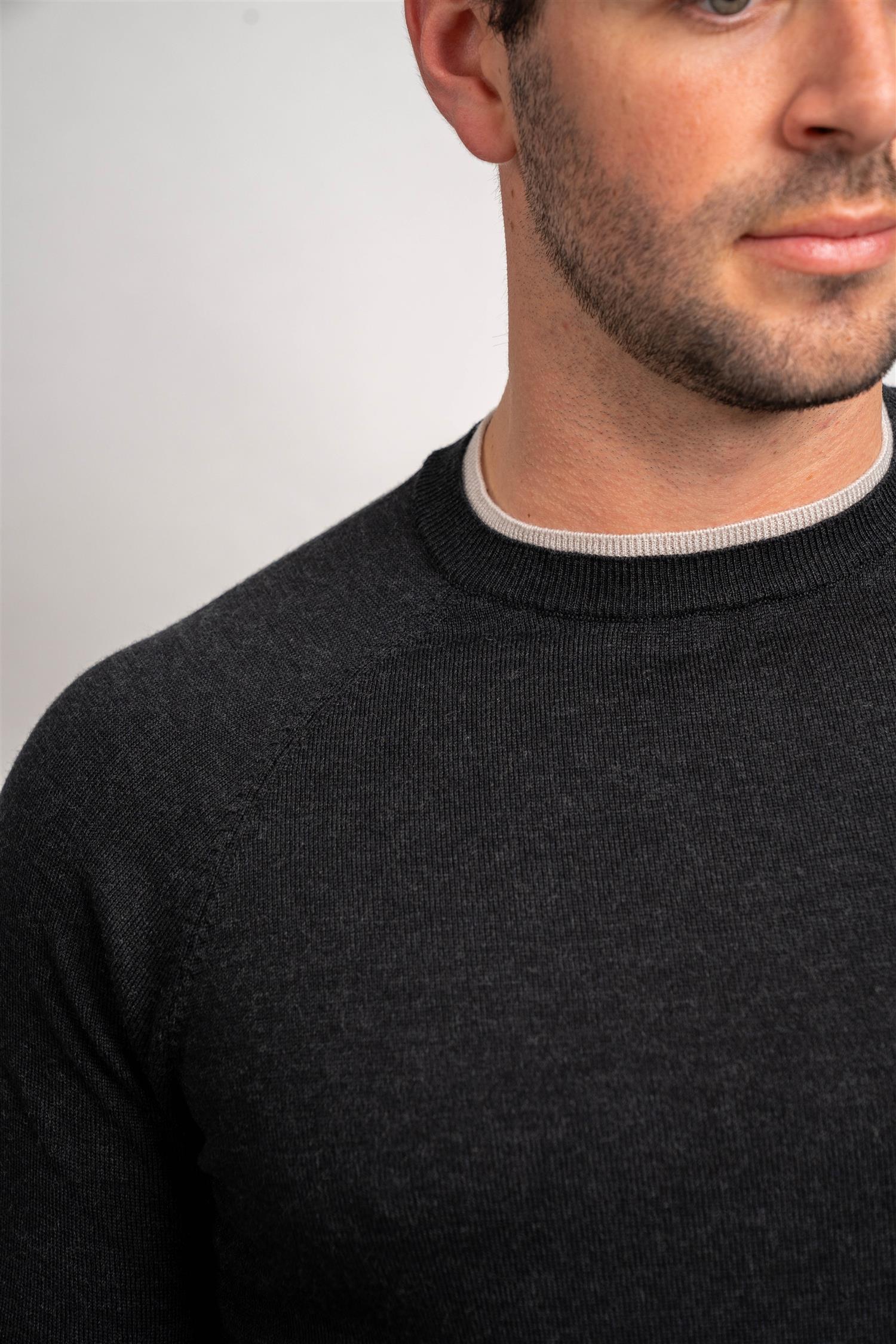 Round Neck Sweater - Dark Grey