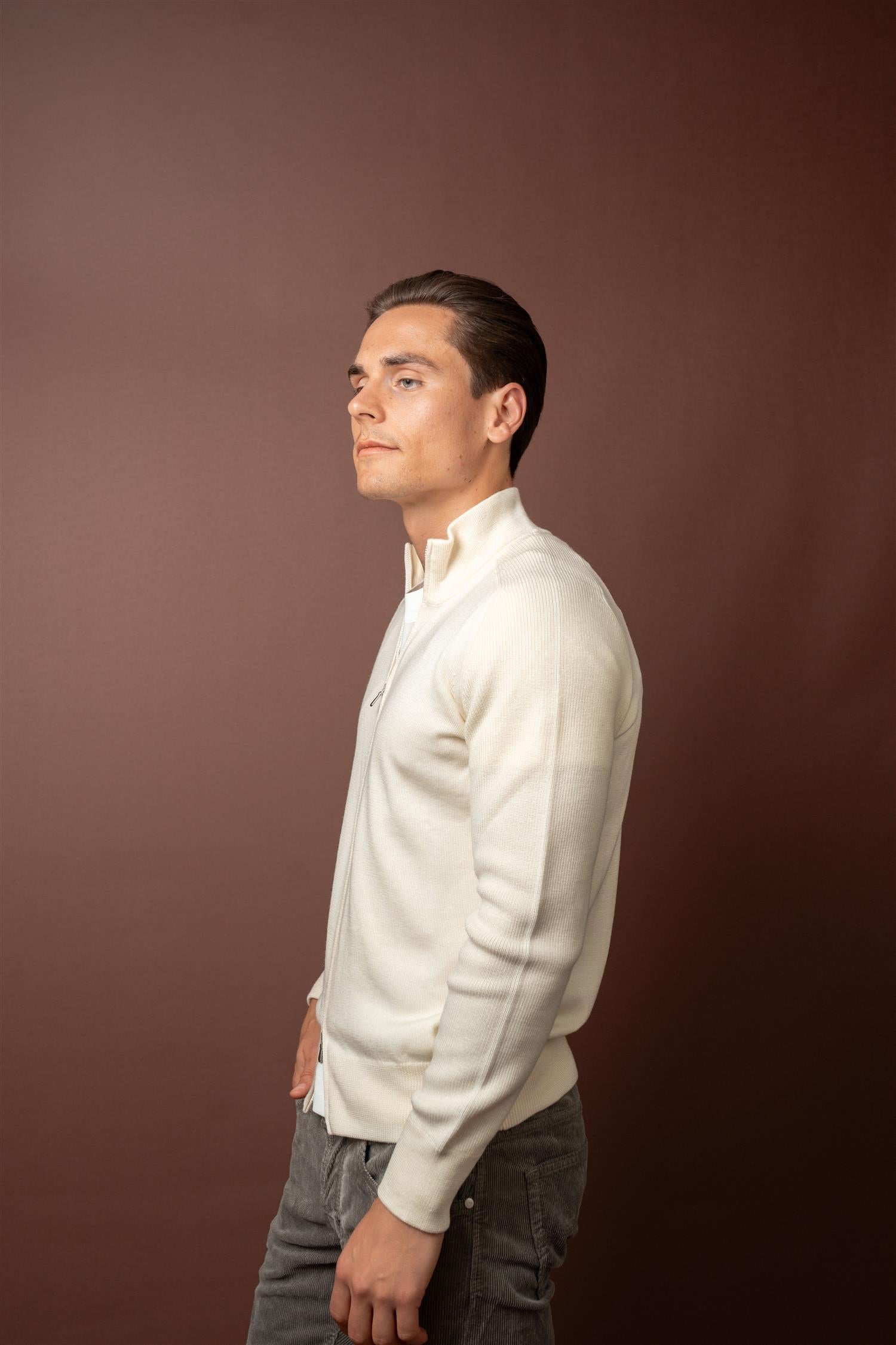 Full Zip Rain Wool - Off-White