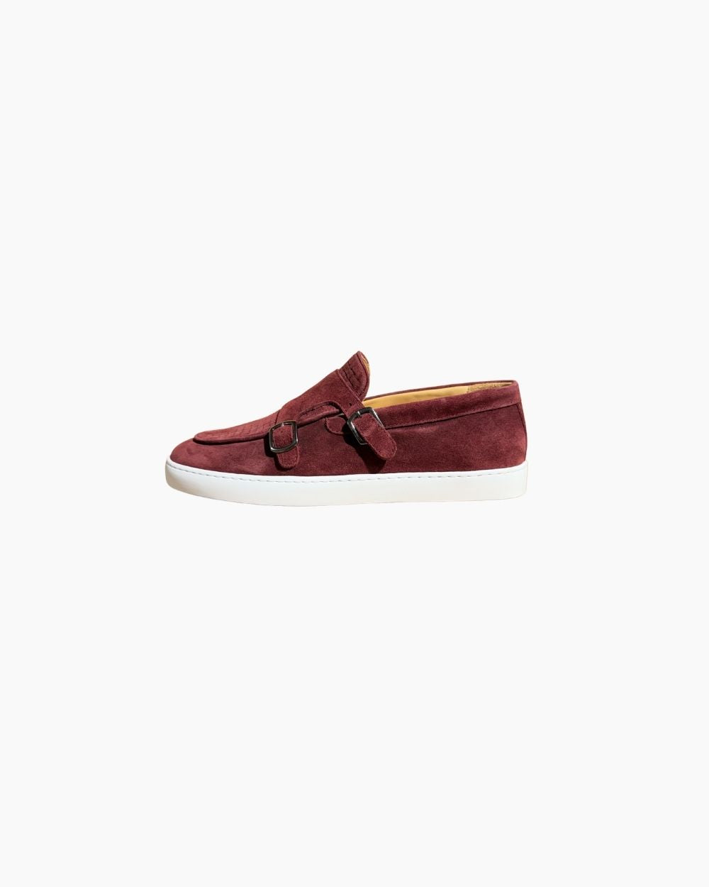 Monk Strap Sneaker - Maroon Suede