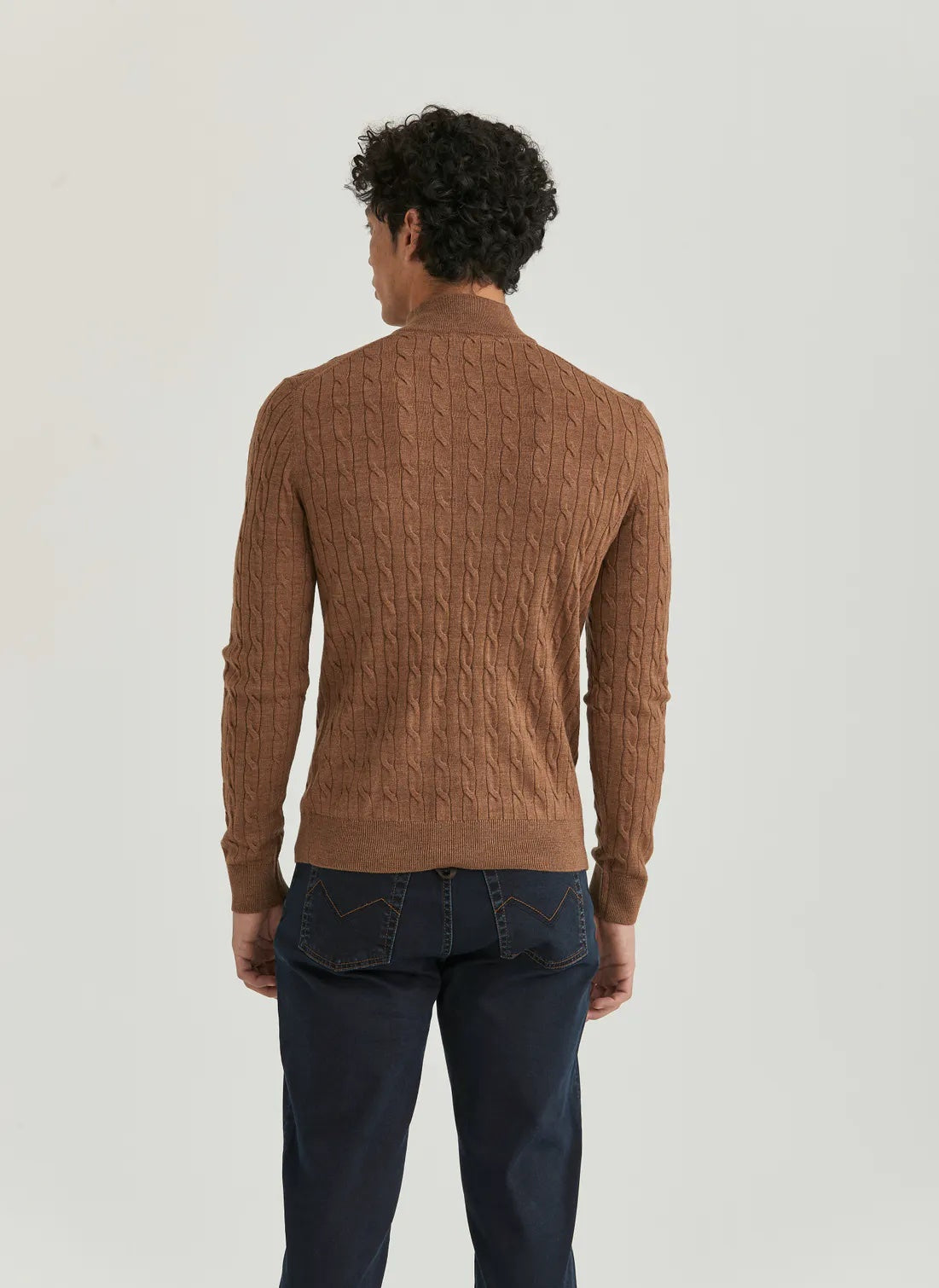 Merino Cable John Zip Camel