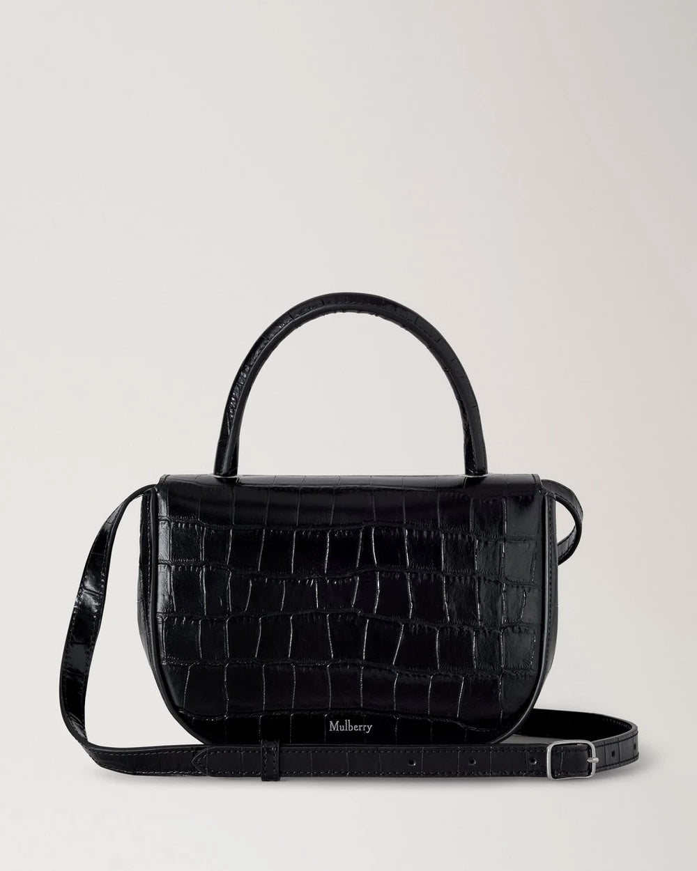 Small Amberley Top Handle Croc Black