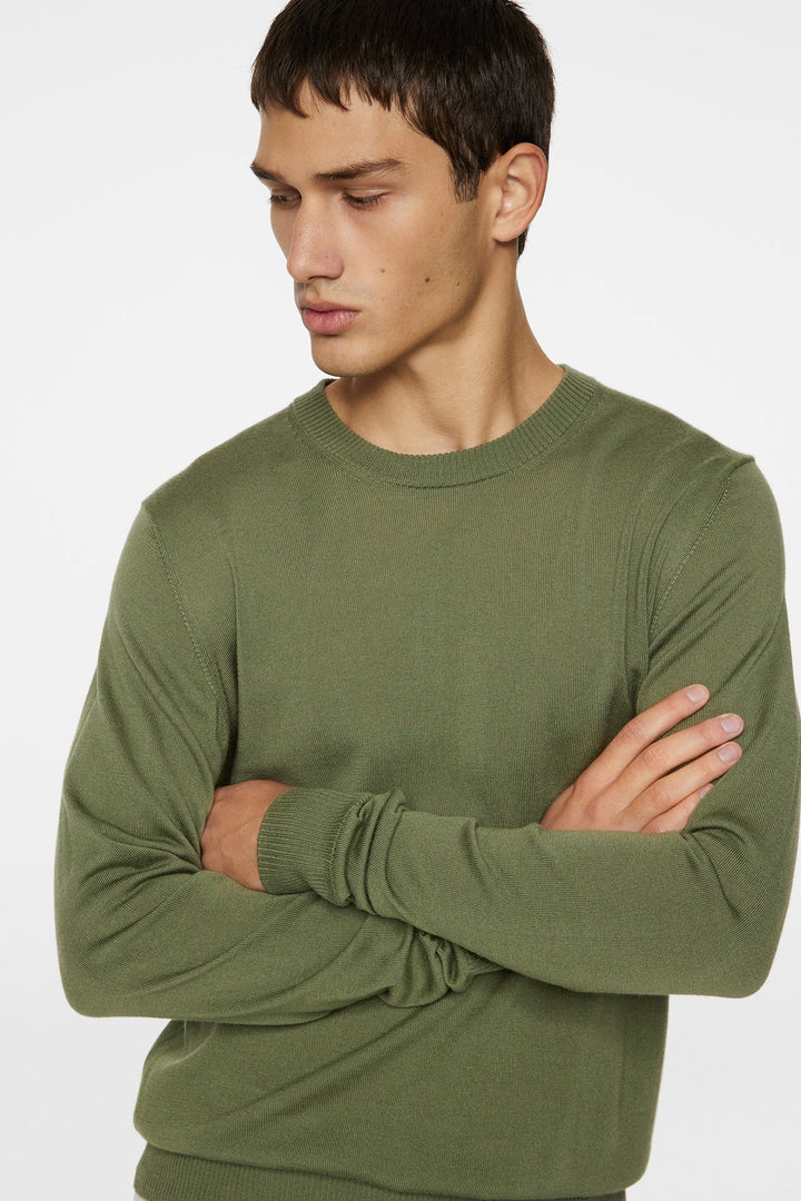 Keane Light Merino Crew Neck - Oliven