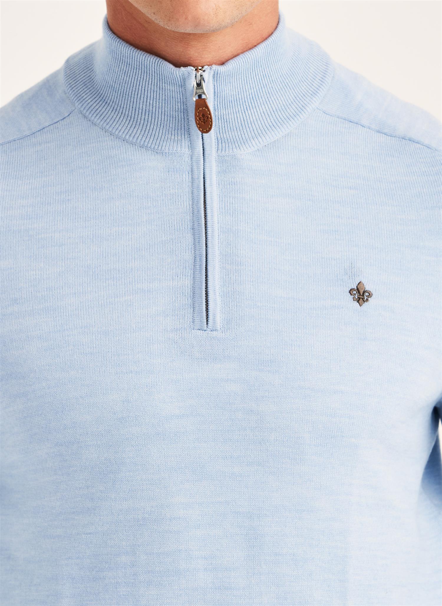 Merino John Zip - Light Blue