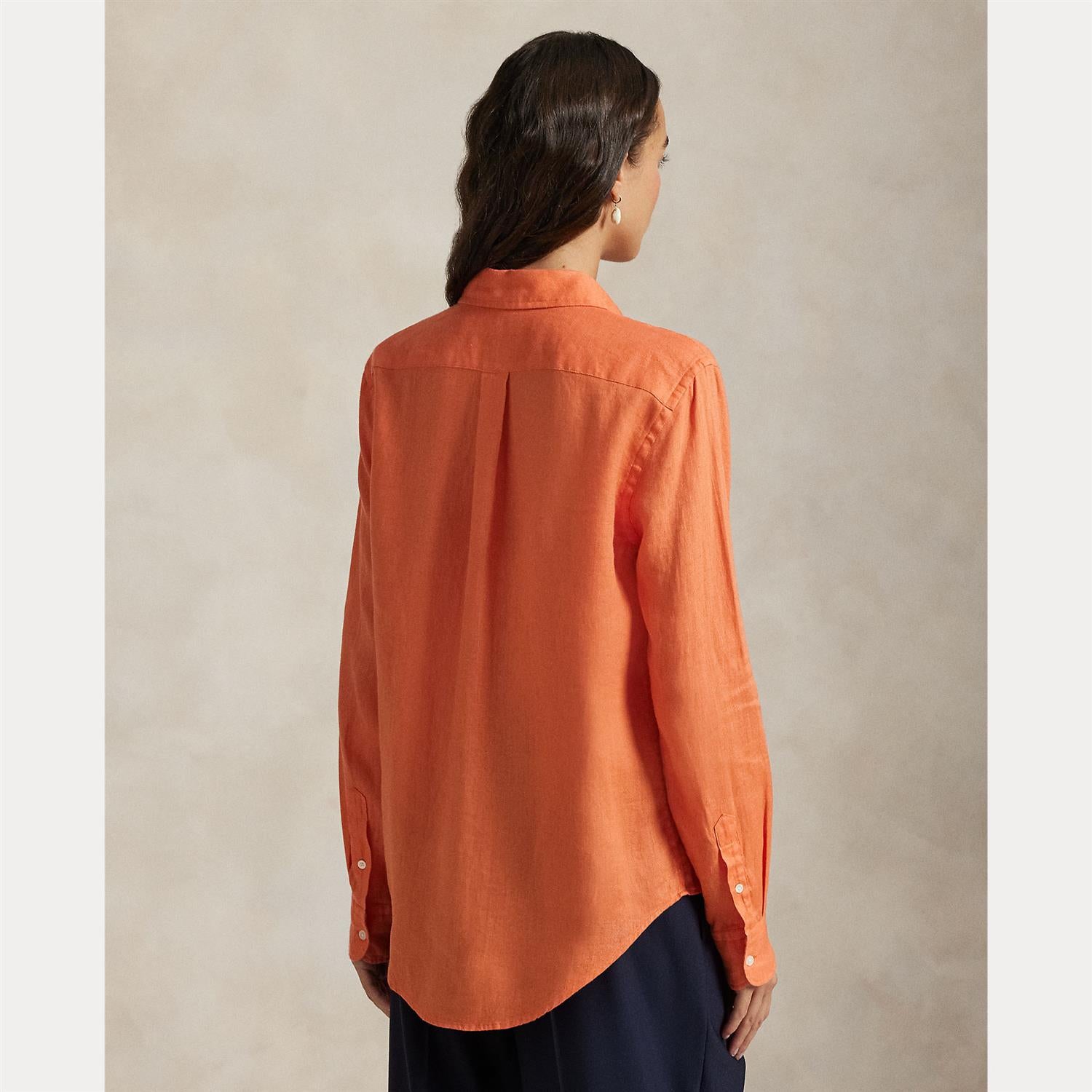 Classic Fit Linen Shirt True Orange
