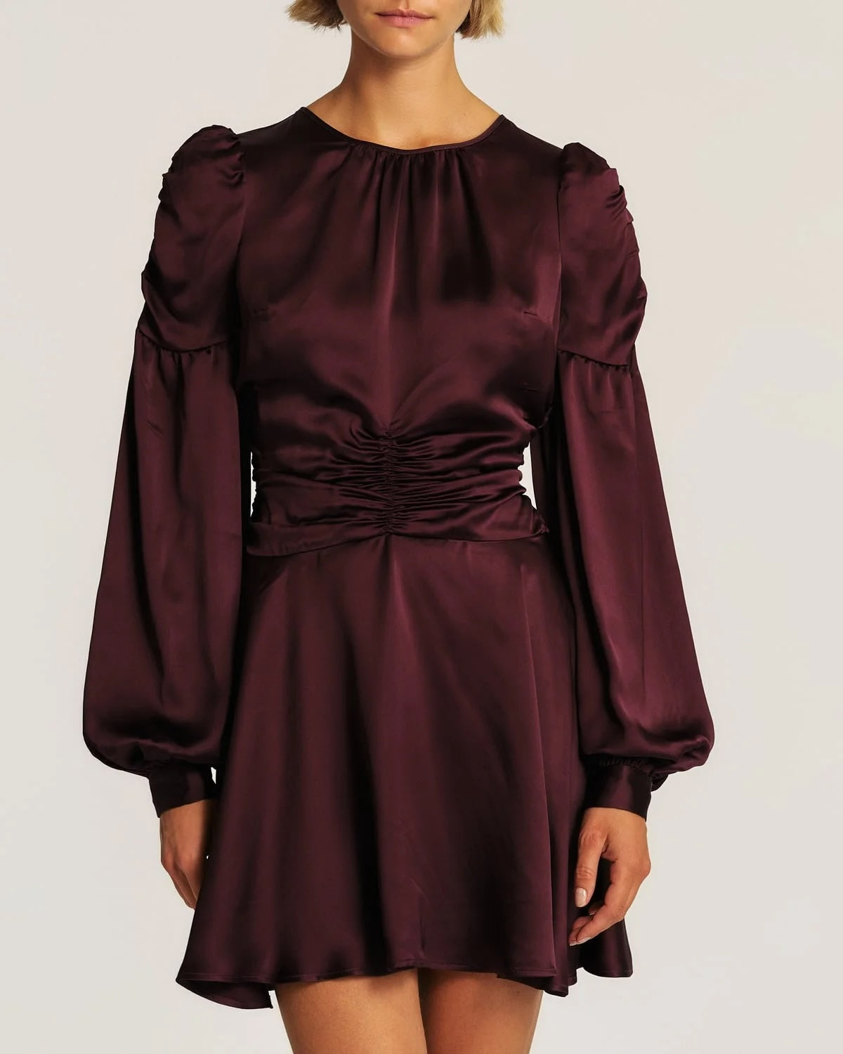 Satin Mini Dress Burgundy