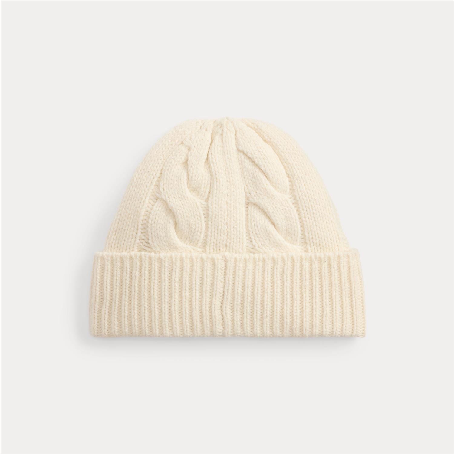 Polo Bear Cable Wool-Blend Beanie Cream