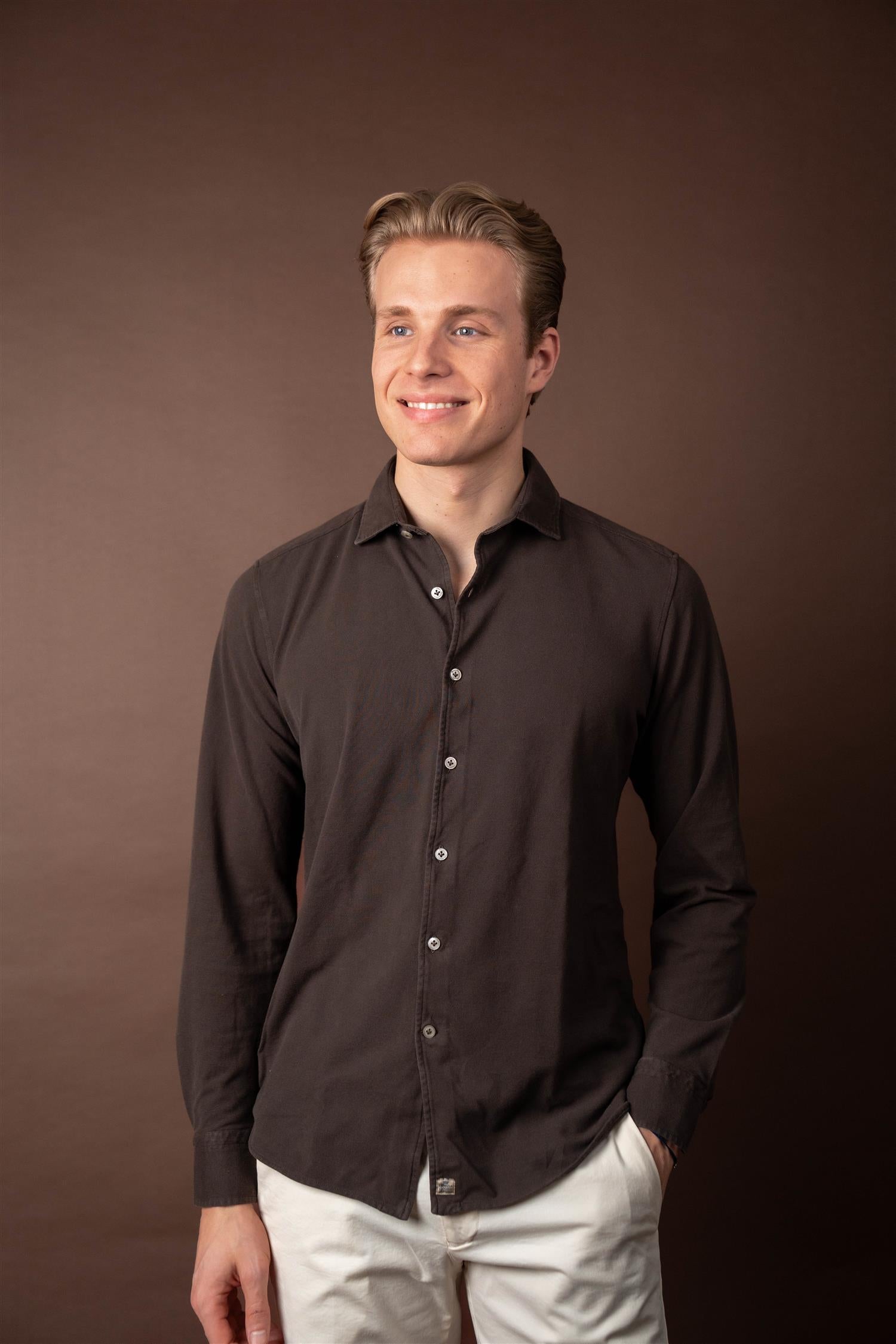 Long-sleeved Pique - Brun