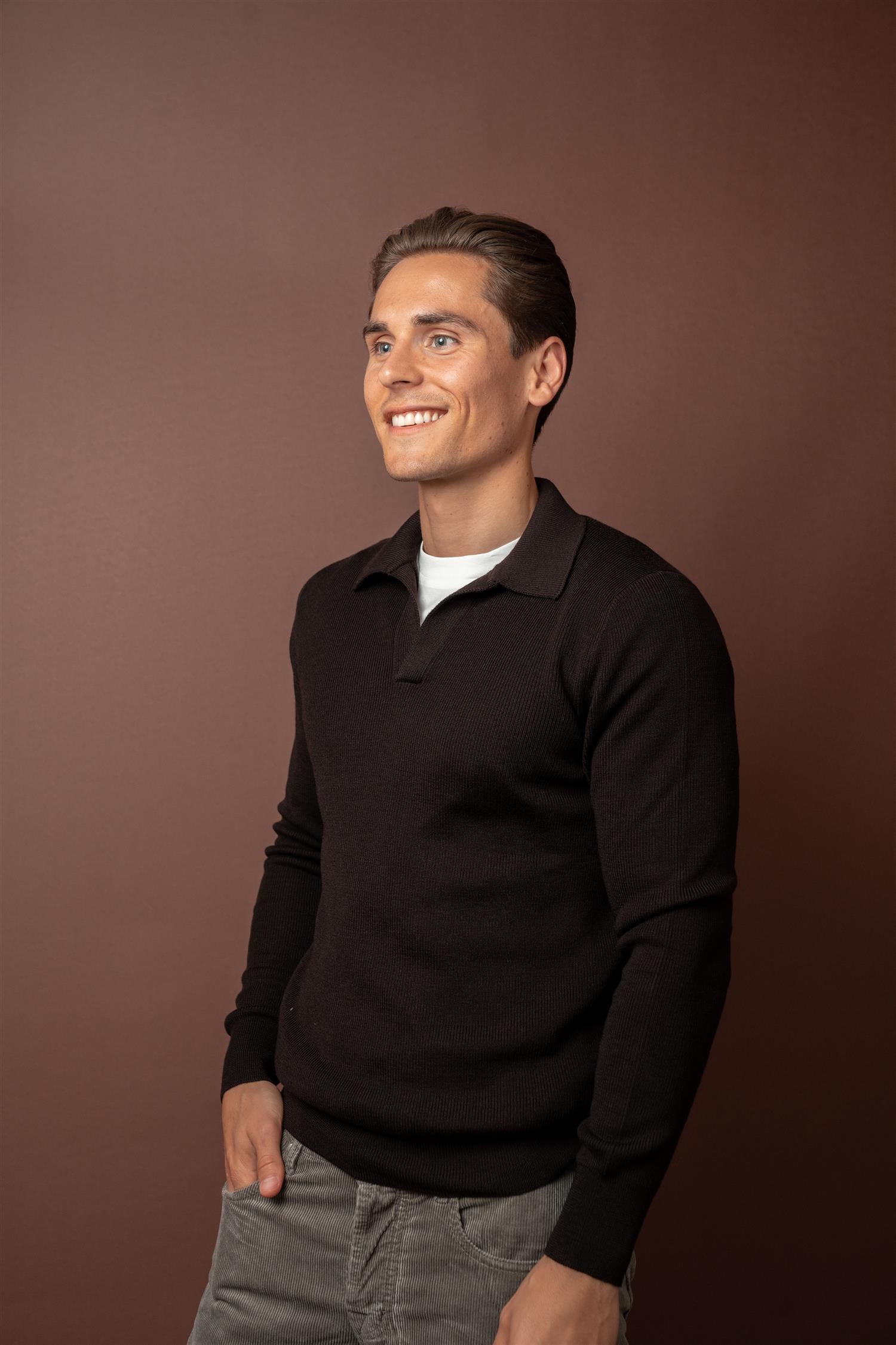 LS Merino Polo - Brown