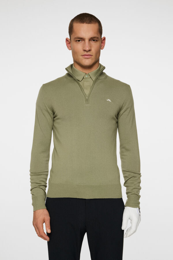 Kian Zipped Sweater - Oil Green