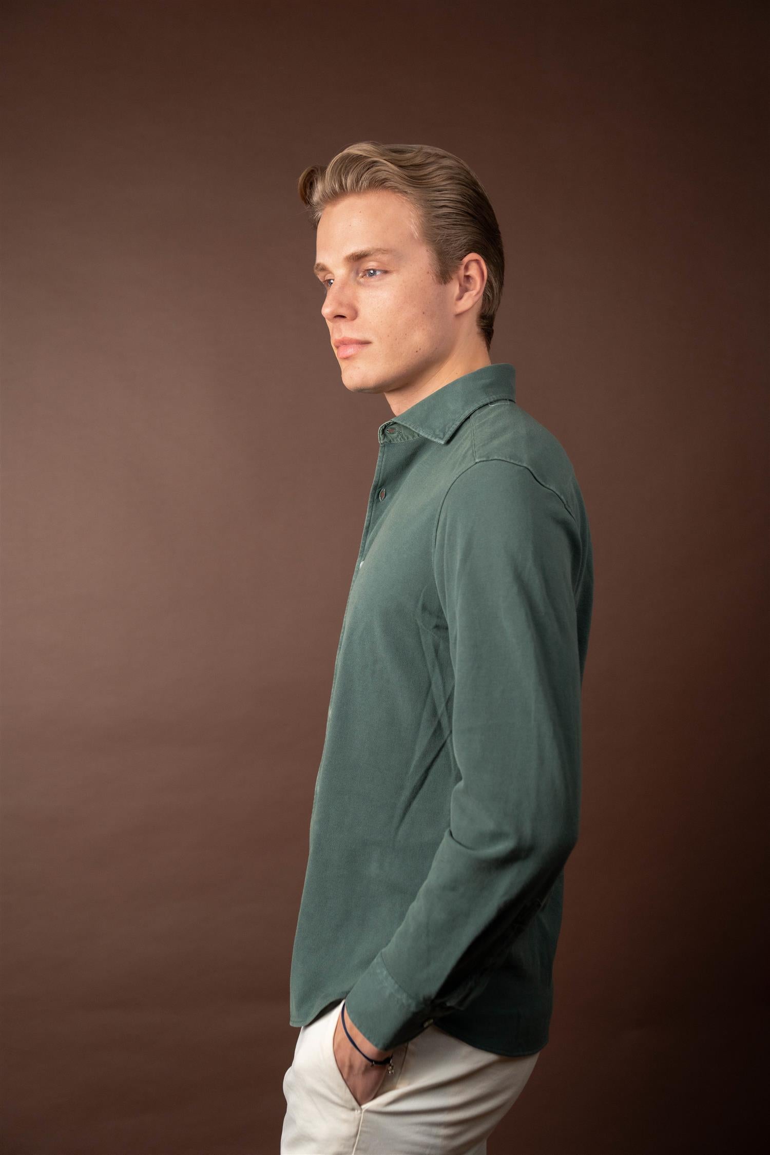 Long-sleeved Pique - Olive