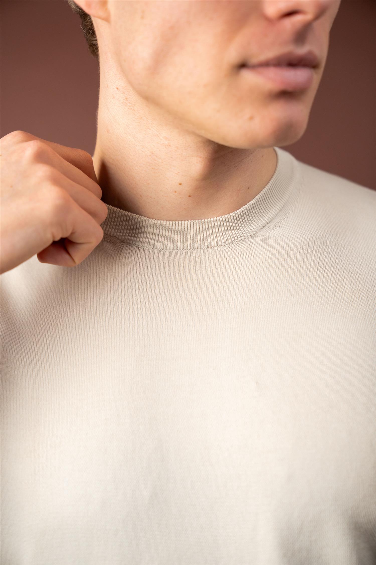 Ribbed T-shirt - Beige