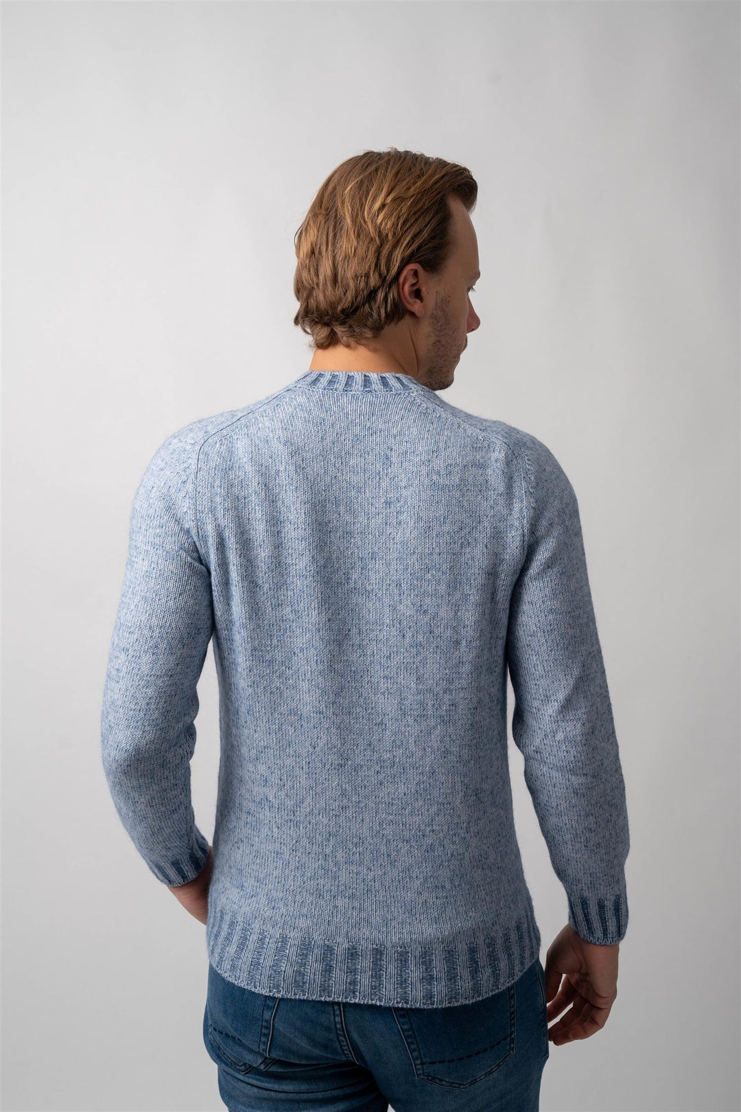 Crew Neck Cashmere Mix - Blue