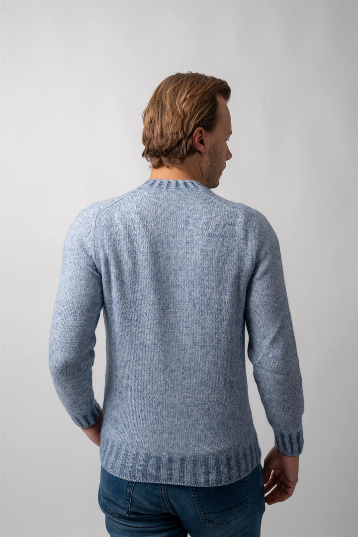 Crew Neck Cashmere Mix - Blue