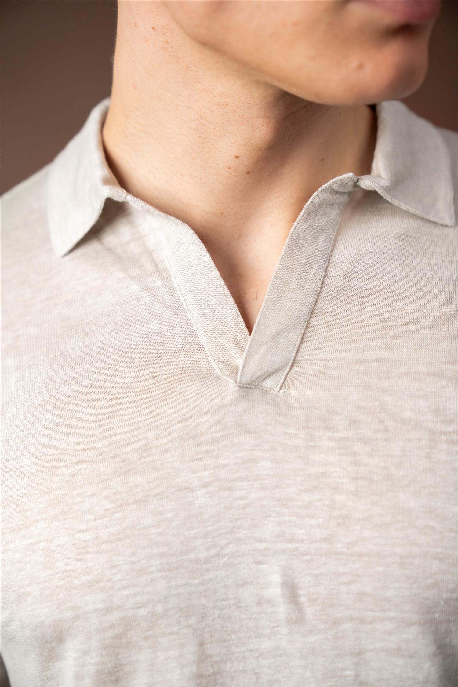 Polo Long Sleeve Linen - Beige