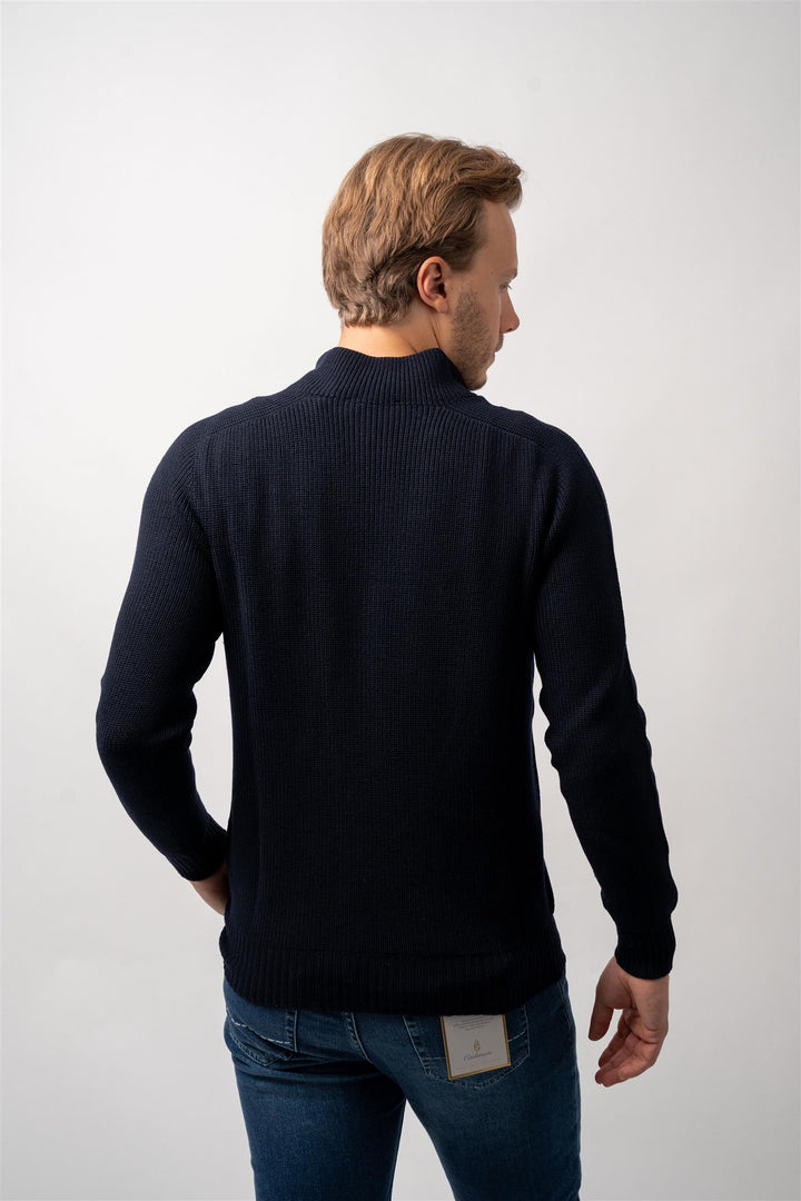 Half Zip Rain Wool - Navy