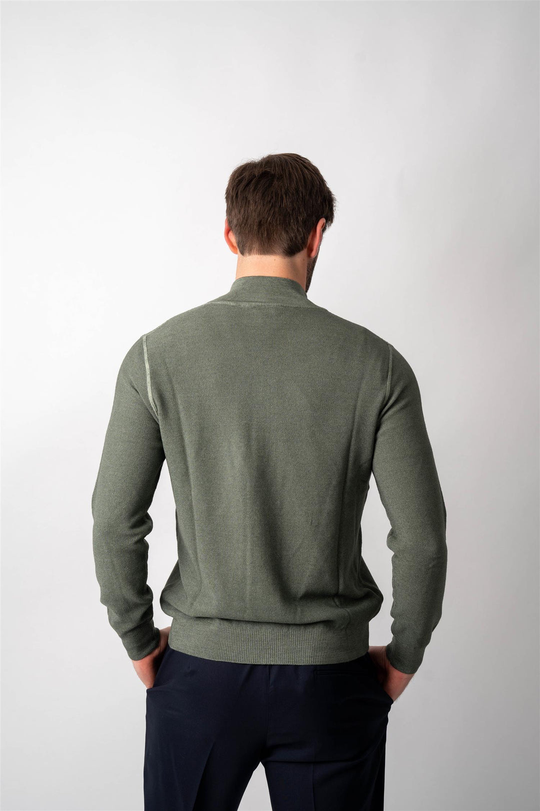 Full Zip Merino Knitted - Green