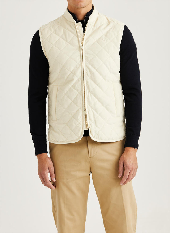 Teddy Quilted Cord Vest - Khaki