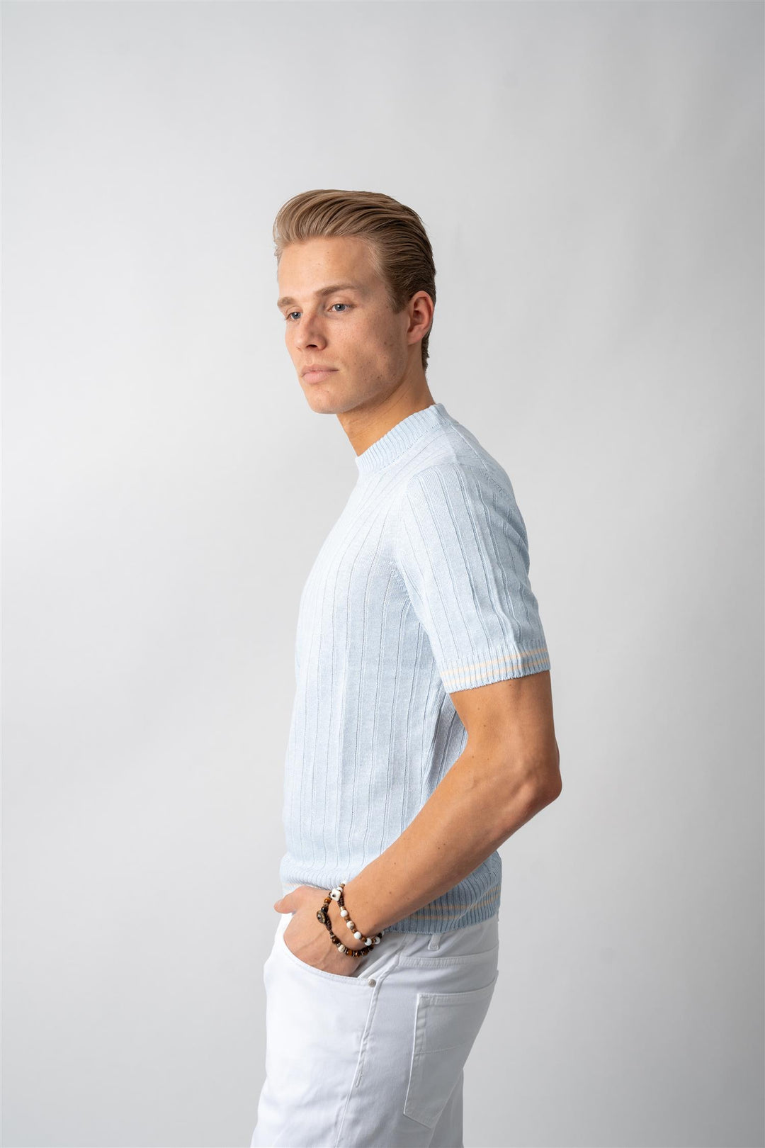 Linen Cotton T-shirt - Lyseblå