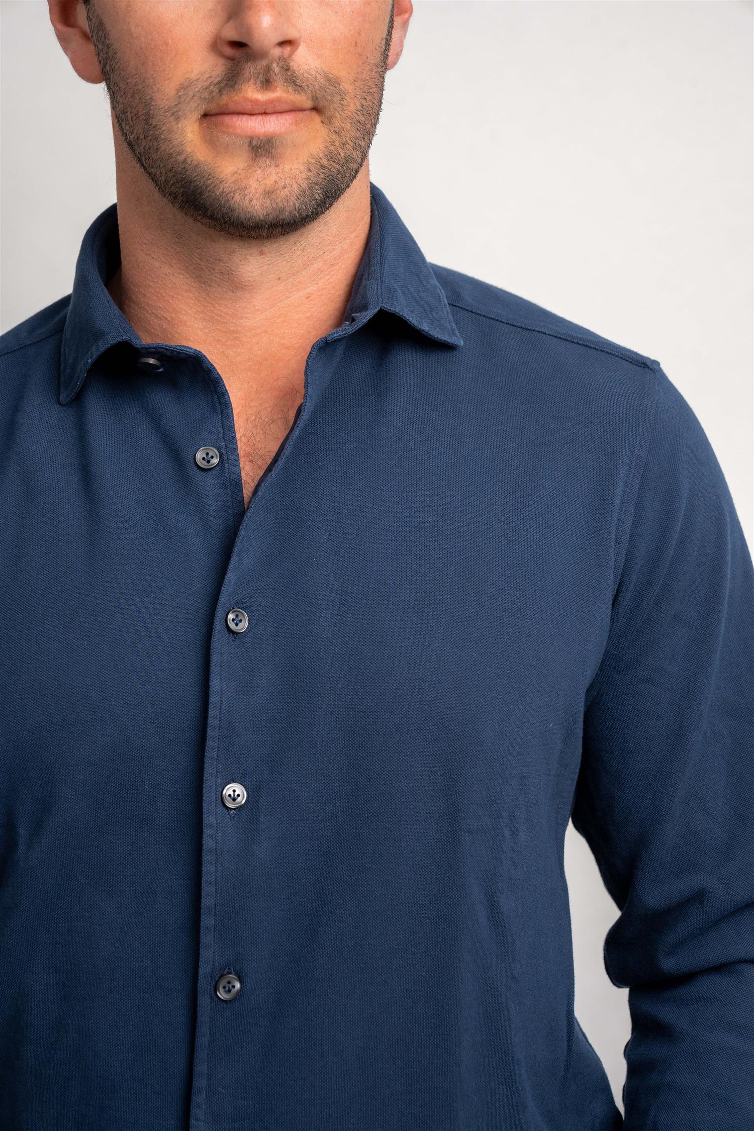 Long-sleeved Pique - Navy